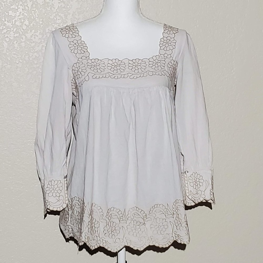 4/$20 Fumblin' Foe Square Neck Embroidered Top